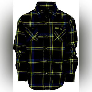 Mens 2XL DIXXON flannel snap front color is Infectious Groove